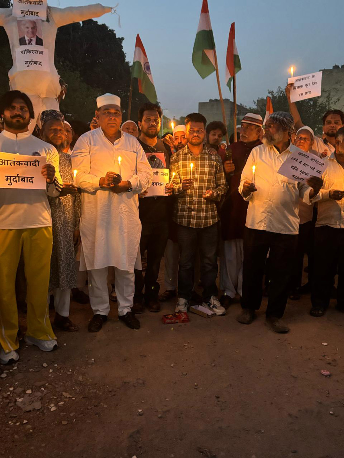 Candle march in Dhanas: Ward no. 15 united against terrorism
